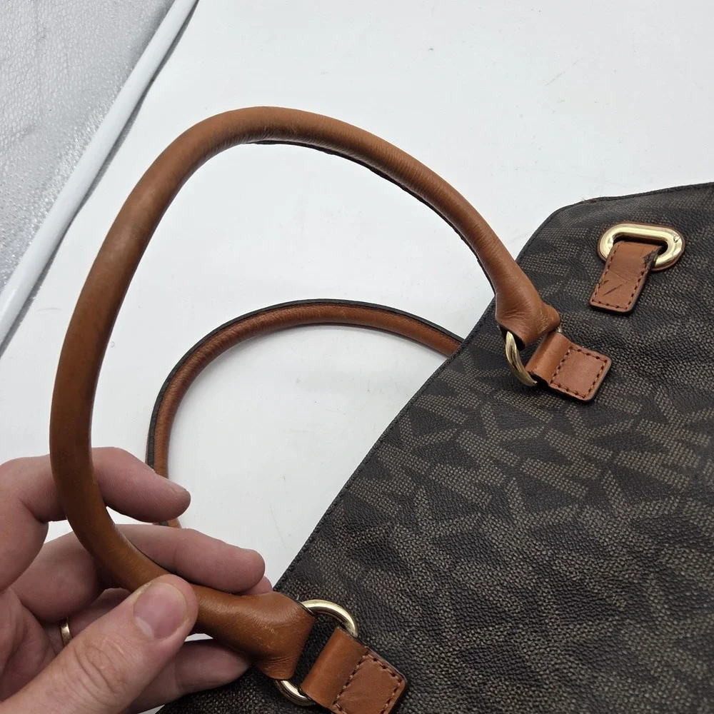 Michael Kors Hamilton Large Satchel Satchel/Top Handle Bag Logo Pattern Brown